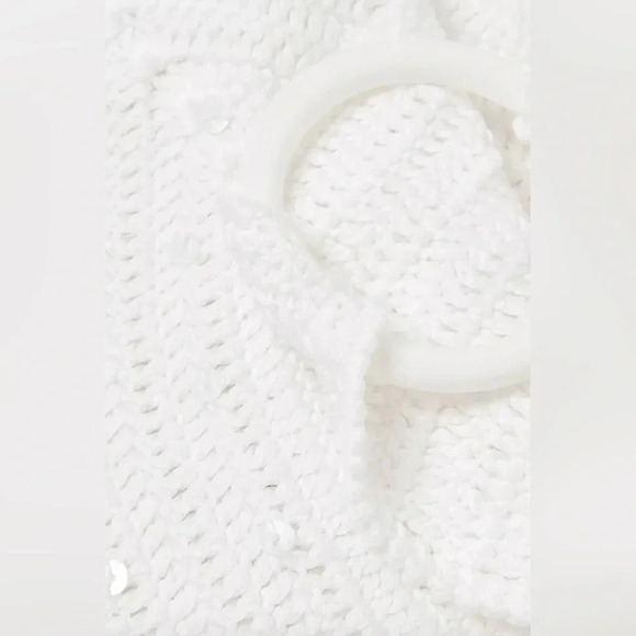 SOLID & STRIPED The Iris Triangl Swimwear Bikini Top Crochet Sequins White NWT - Picture 3 of 9